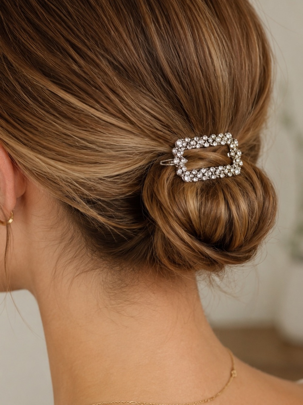 Crystal Rectangle Rhinestone Hair Barrette